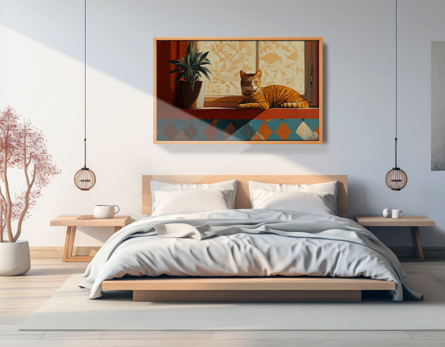 Orange Cat Houseplant African American canvas print view 45