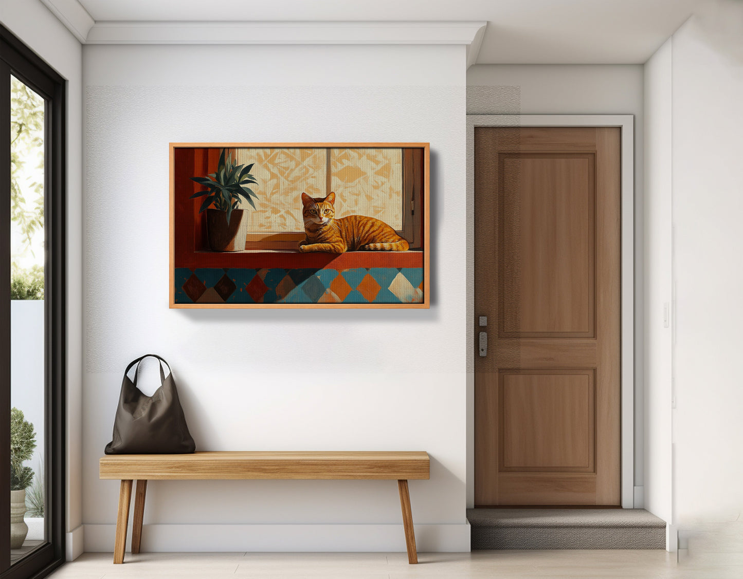 Orange Cat Houseplant African American canvas print view 47