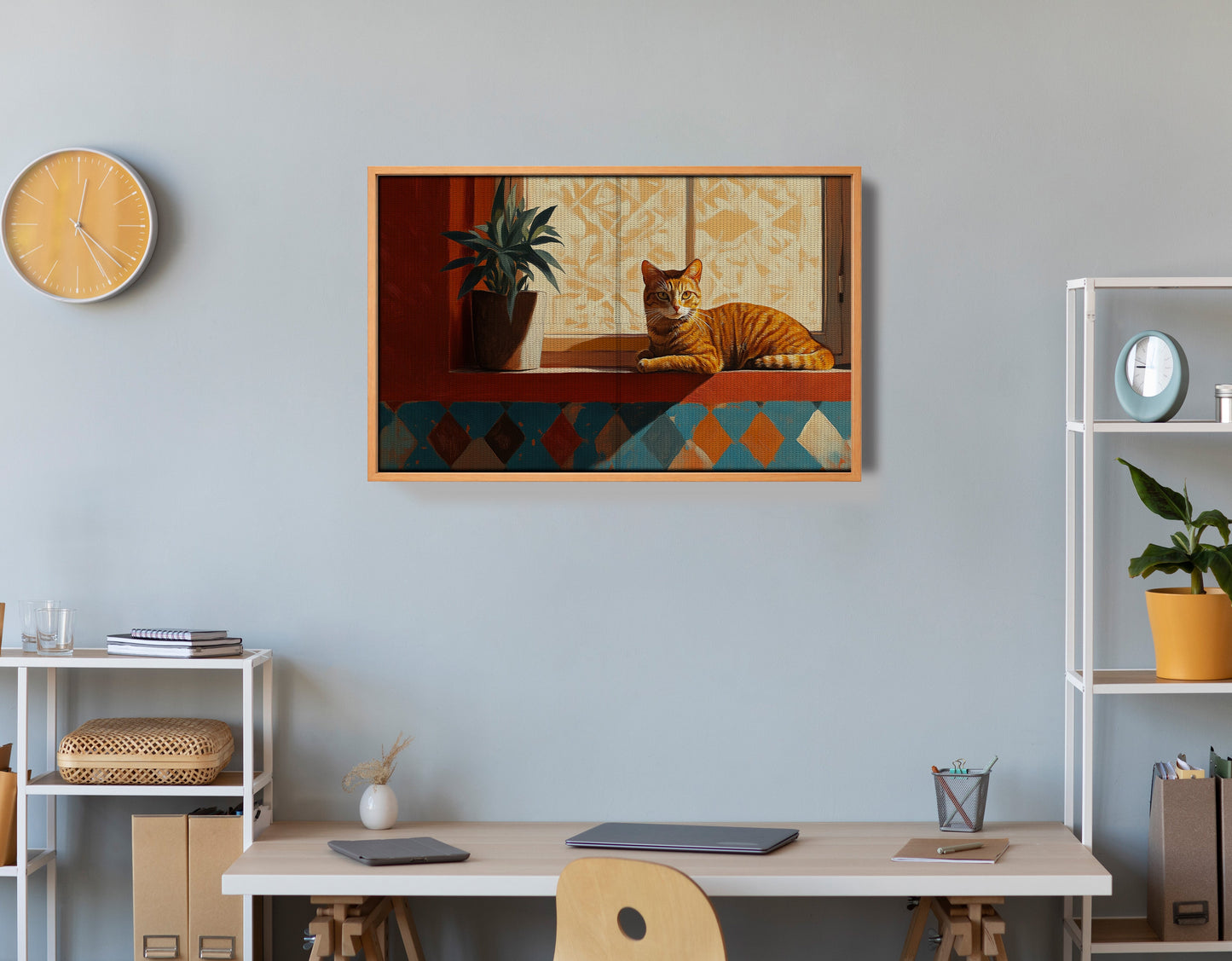 Orange Cat Houseplant African American canvas print view 48