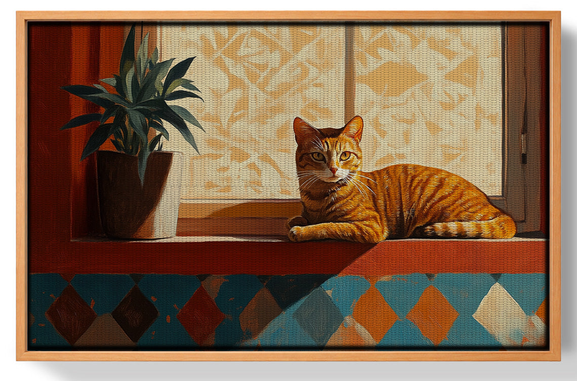 Orange Cat Houseplant African American canvas print view 43