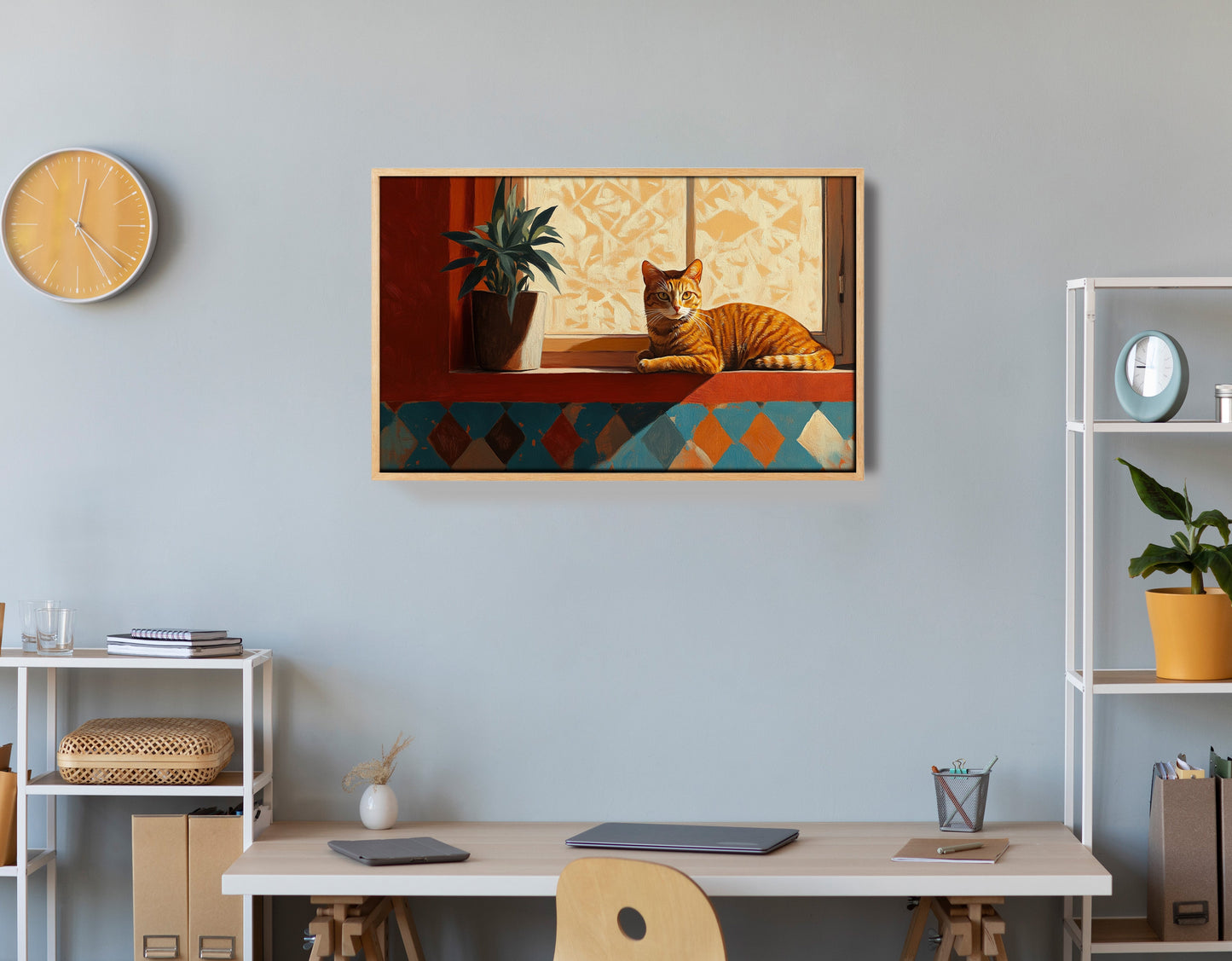 Orange Cat Houseplant African American canvas print view 54