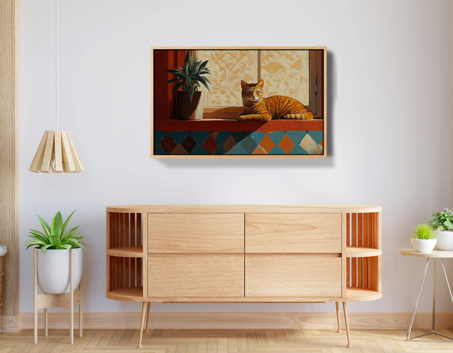 Orange Cat Houseplant African American canvas print view 50