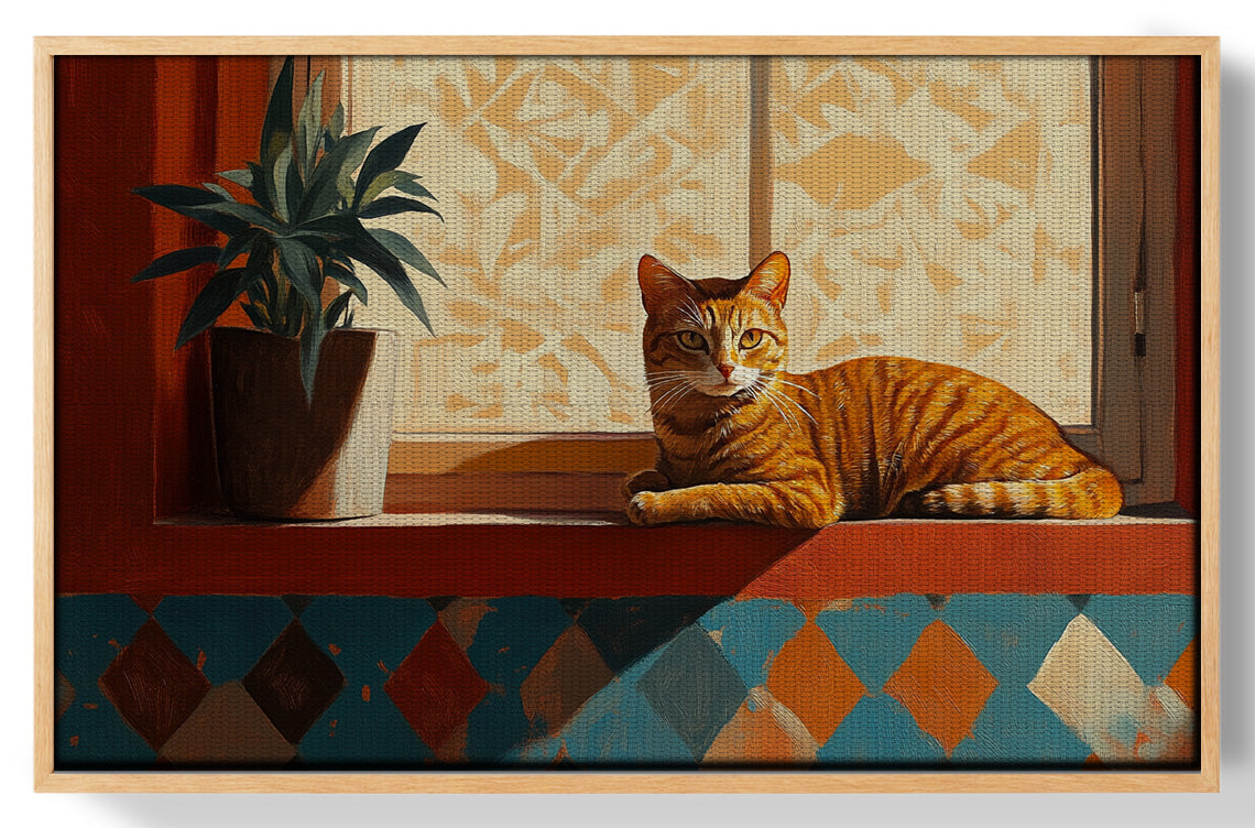 Orange Cat Houseplant African American canvas print view 49