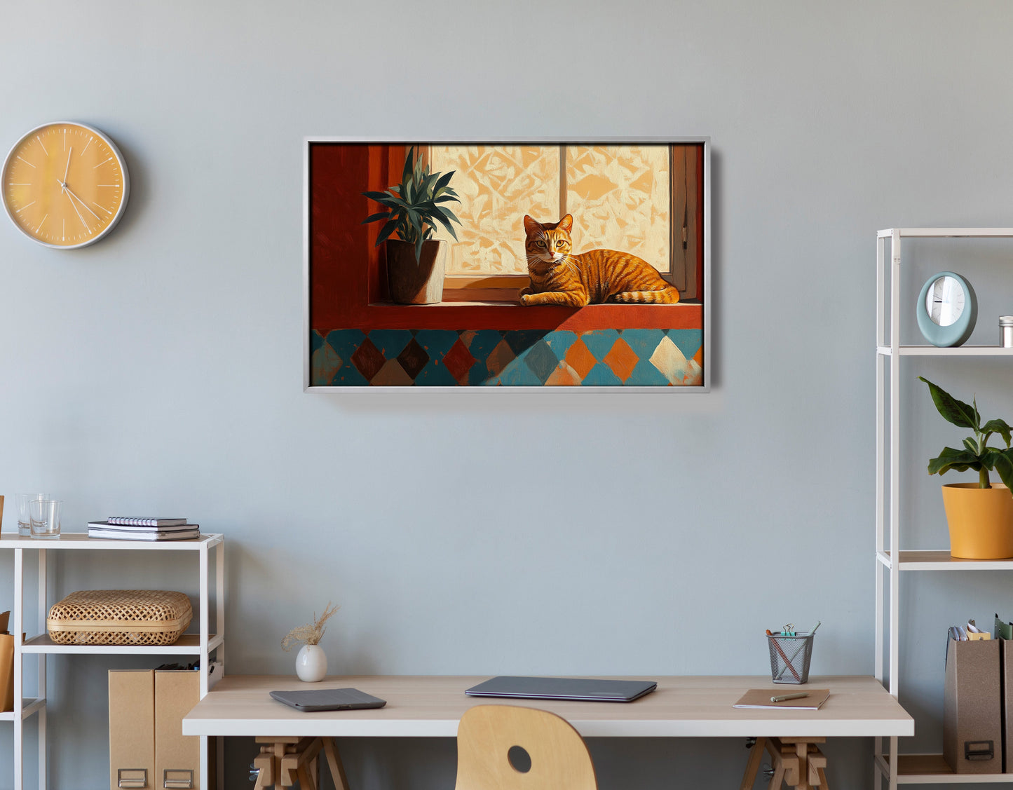 Orange Cat Houseplant African American canvas print view 60