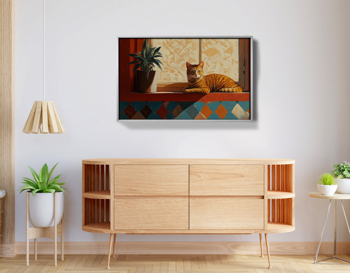 Orange Cat Houseplant African American canvas print view 56