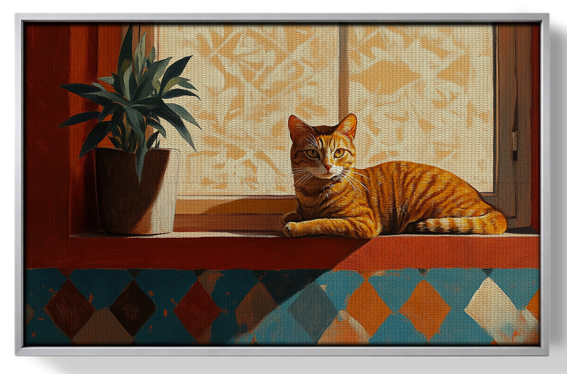 Orange Cat Houseplant African American canvas print view 55