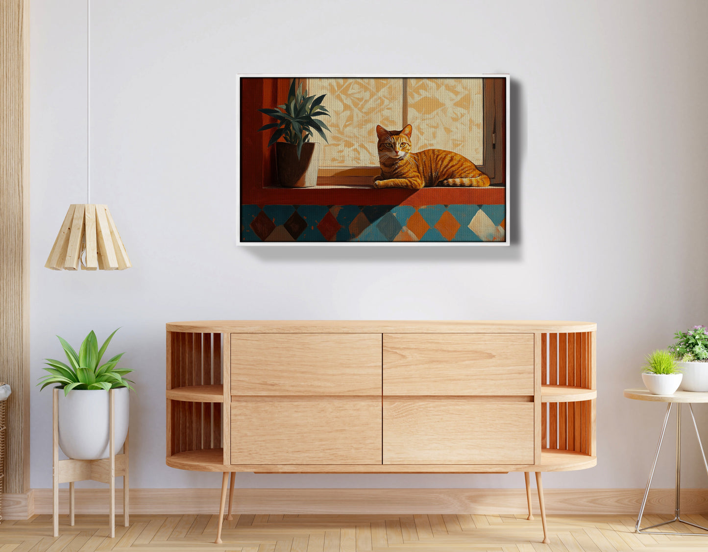 Orange Cat Houseplant African American canvas print view 62