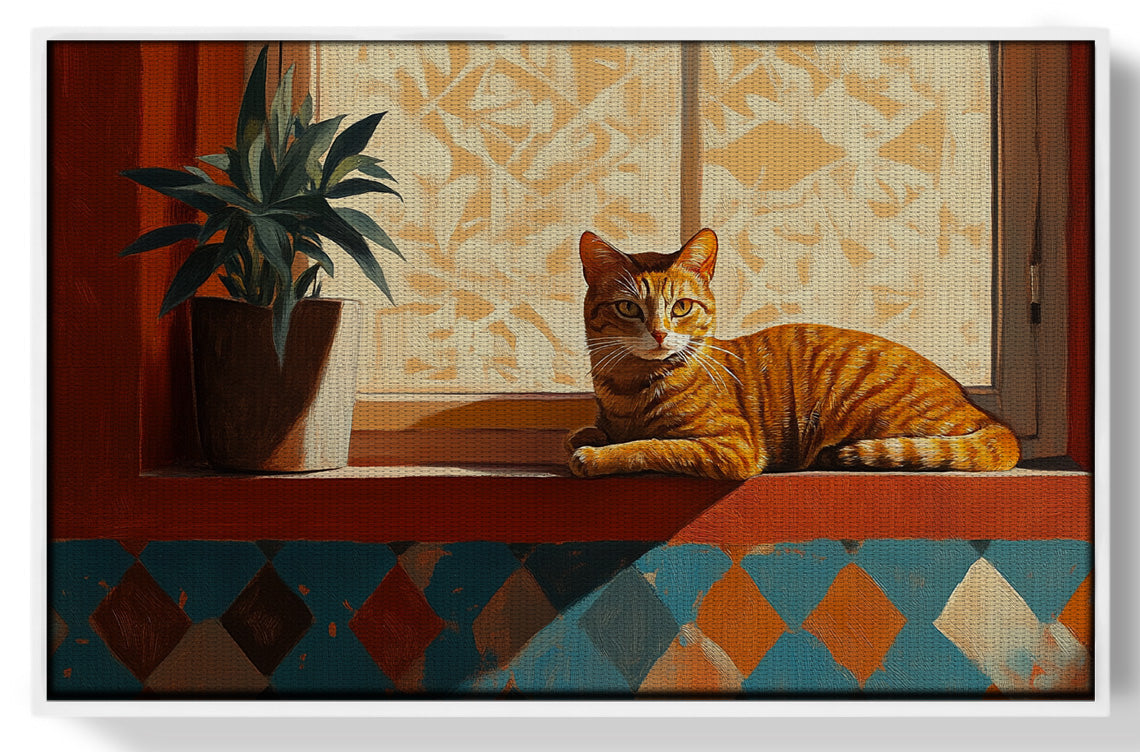 Orange Cat Houseplant African American canvas print view 61