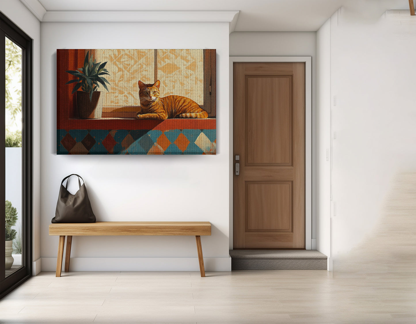 Orange Cat Houseplant African American canvas print view 17