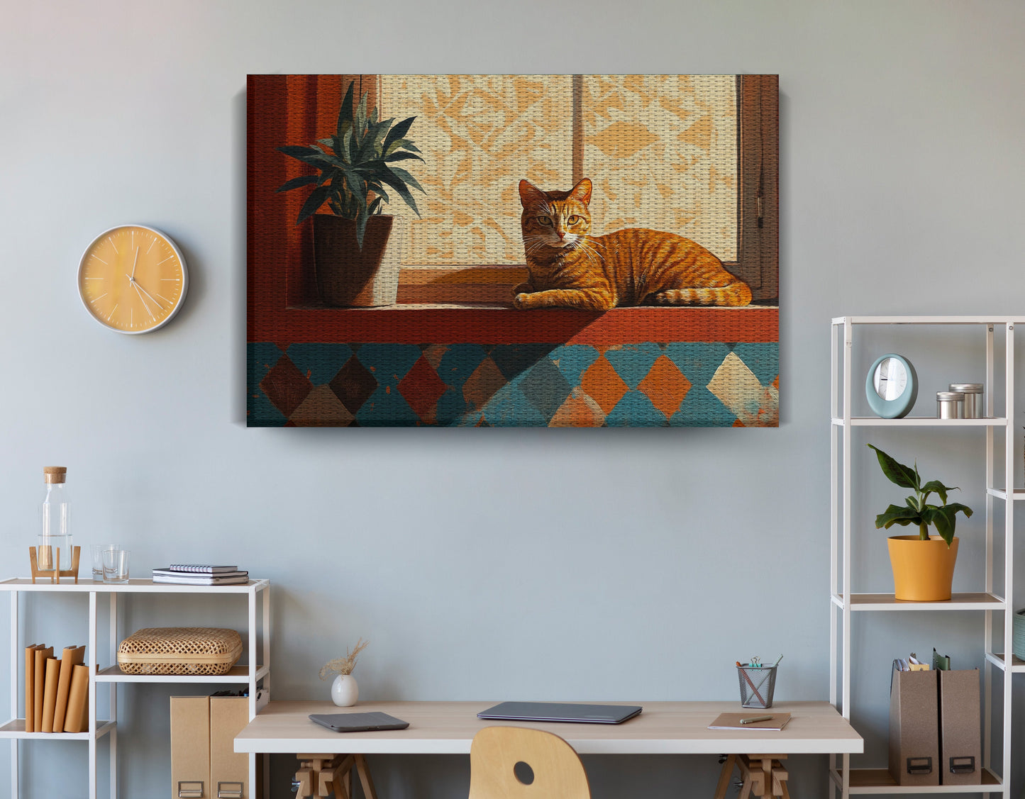 Orange Cat Houseplant African American canvas print view 18