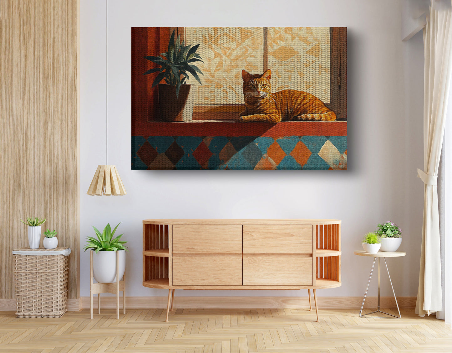 Orange Cat Houseplant African American canvas print view 14