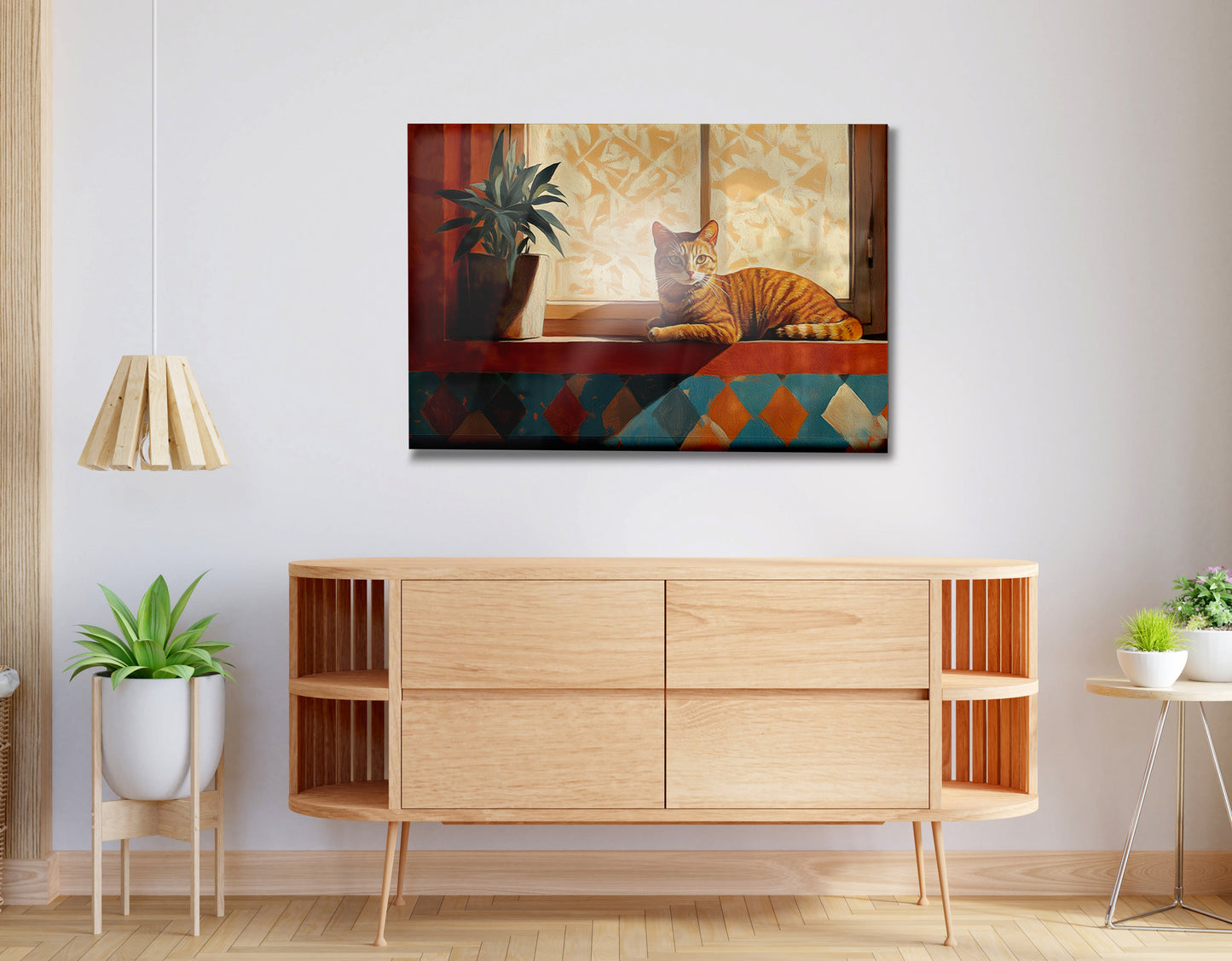 Orange Cat Houseplant African American canvas print view 20