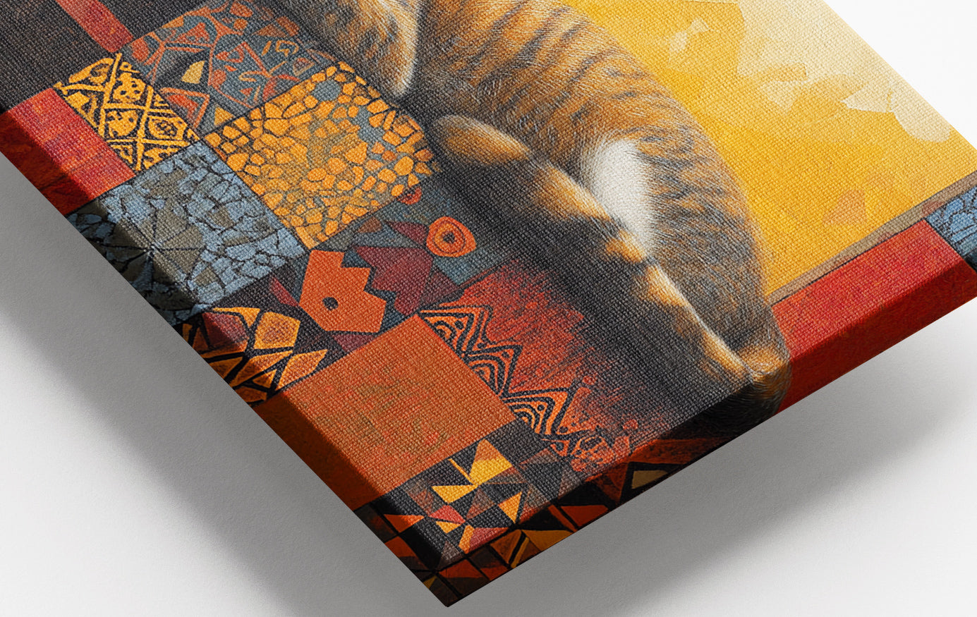 Close-up of Sleeping Cat Quilt African American canvas print detail