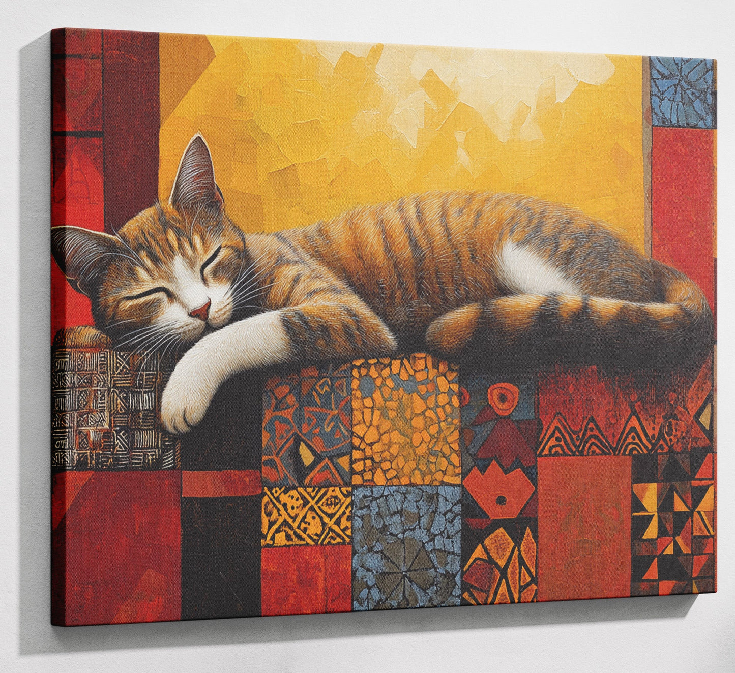 Sleeping Cat Quilt African American canvas print canvas print with visible wall art format