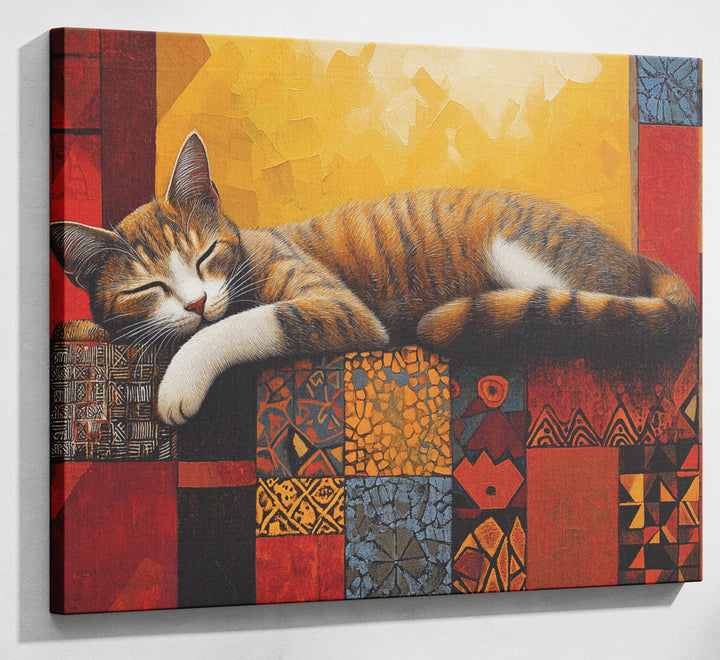Sleeping Cat Quilt African American canvas print canvas print with visible wall art format