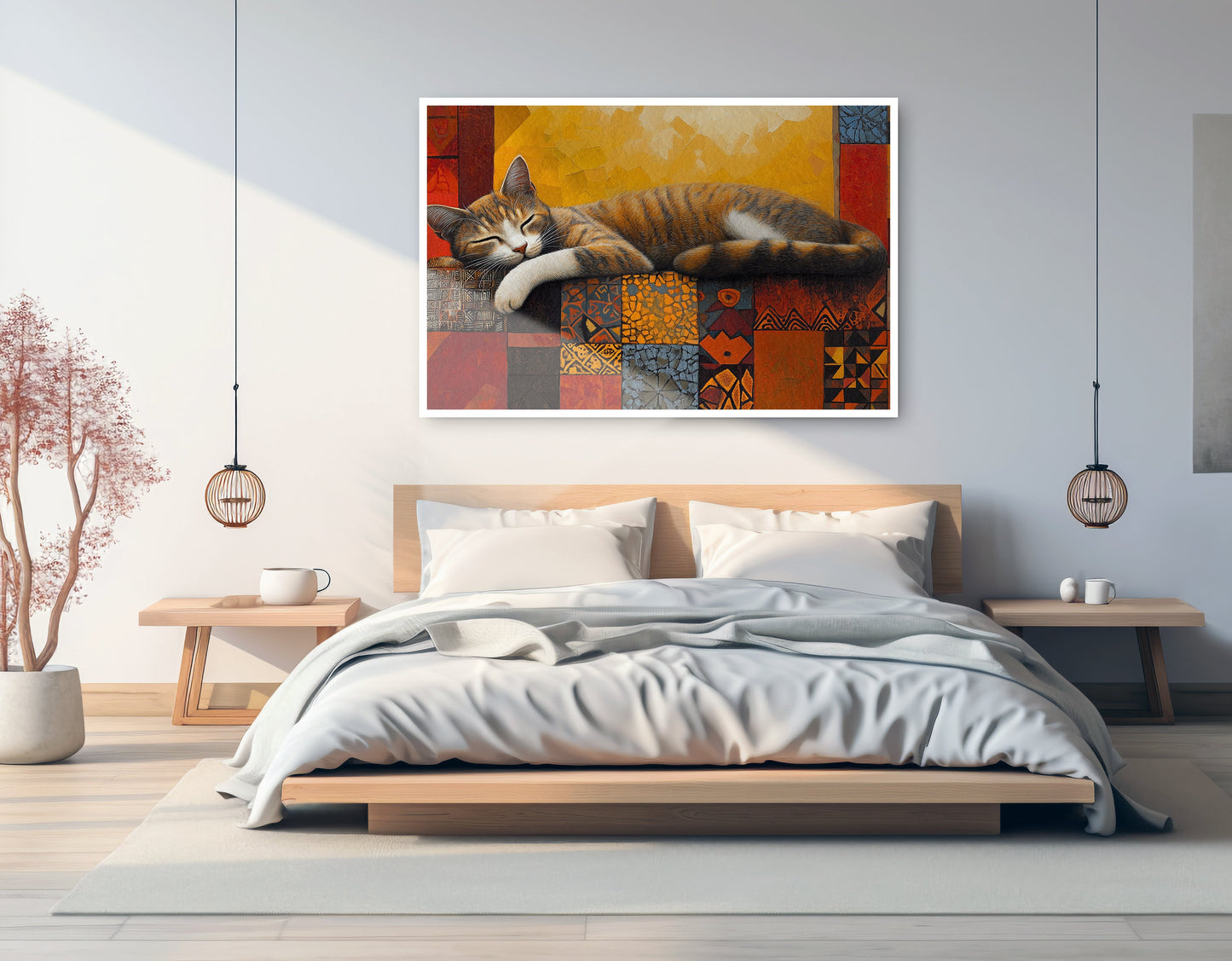 Sleeping Cat Quilt African American canvas print artwork view