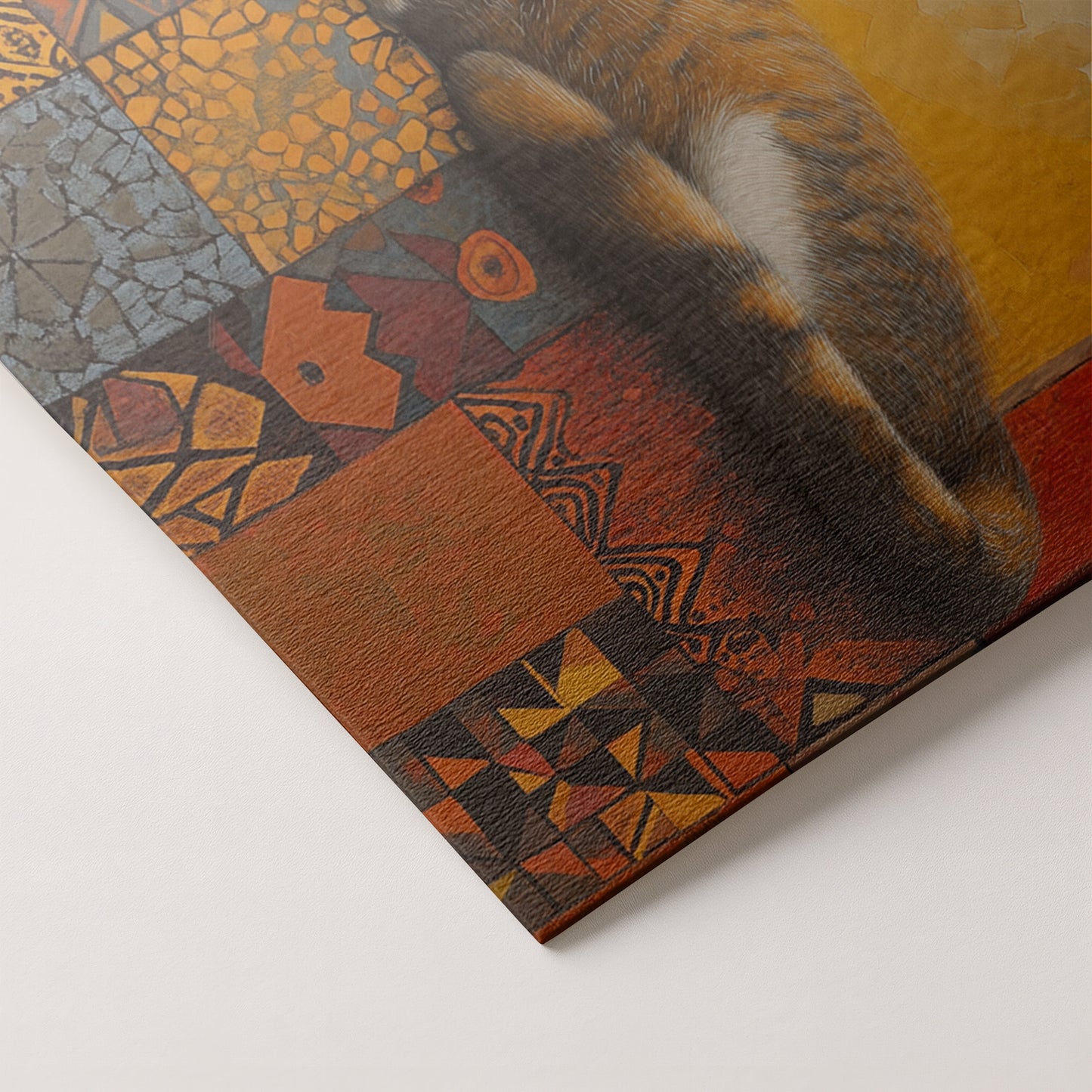 Sleeping Cat Quilt African American canvas print artwork by MoomZee Artwork