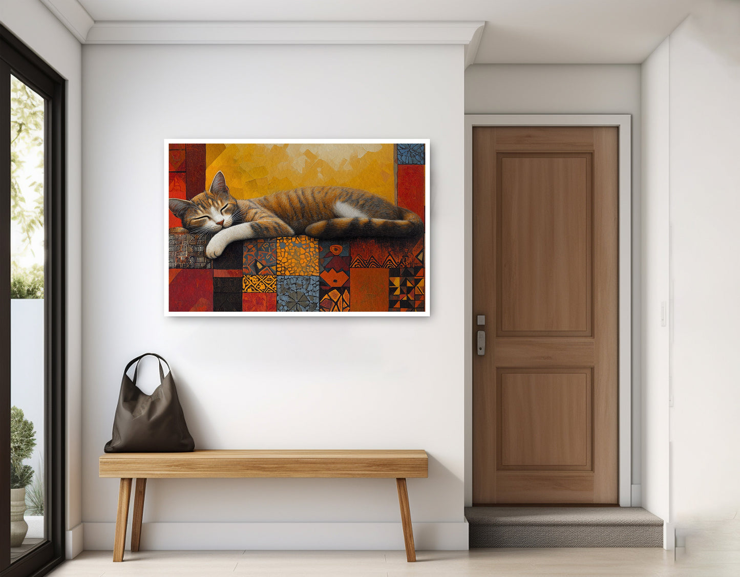 Sleeping Cat Quilt African American canvas print home decor view
