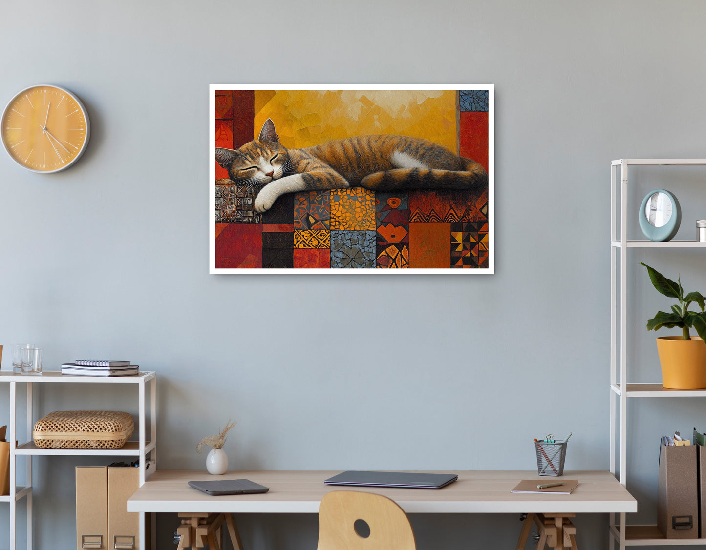 Sleeping Cat Quilt African American canvas print print view