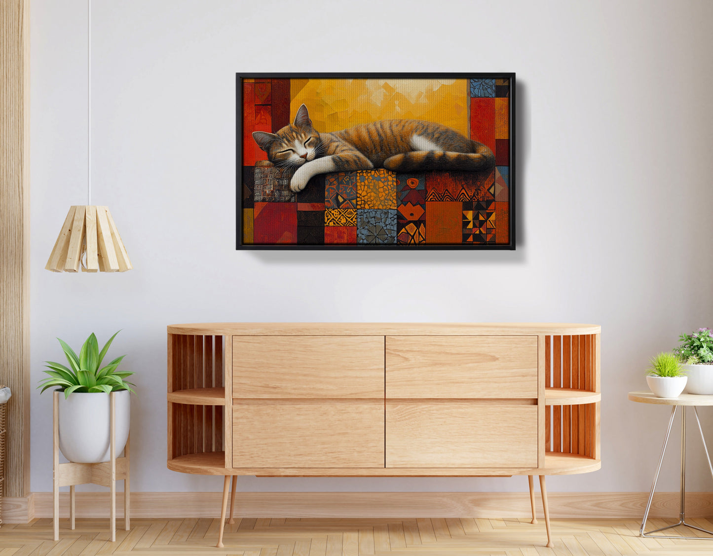 Sleeping Cat Quilt African American canvas print view 26