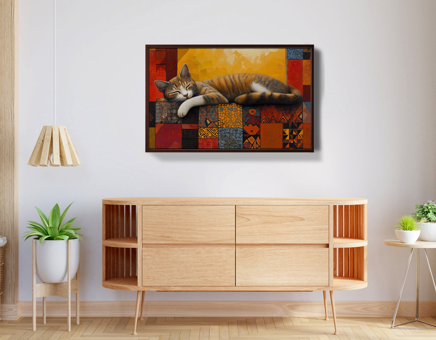 Sleeping Cat Quilt African American canvas print view 32