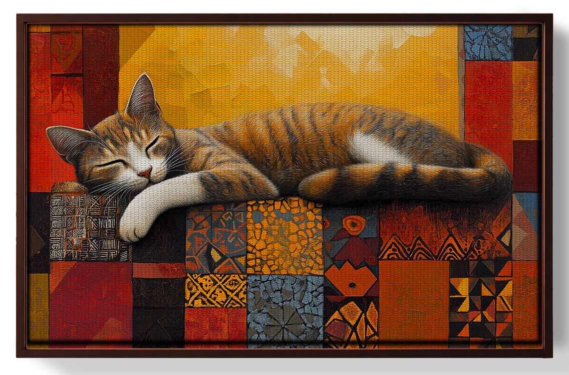 Sleeping Cat Quilt African American canvas print view 31