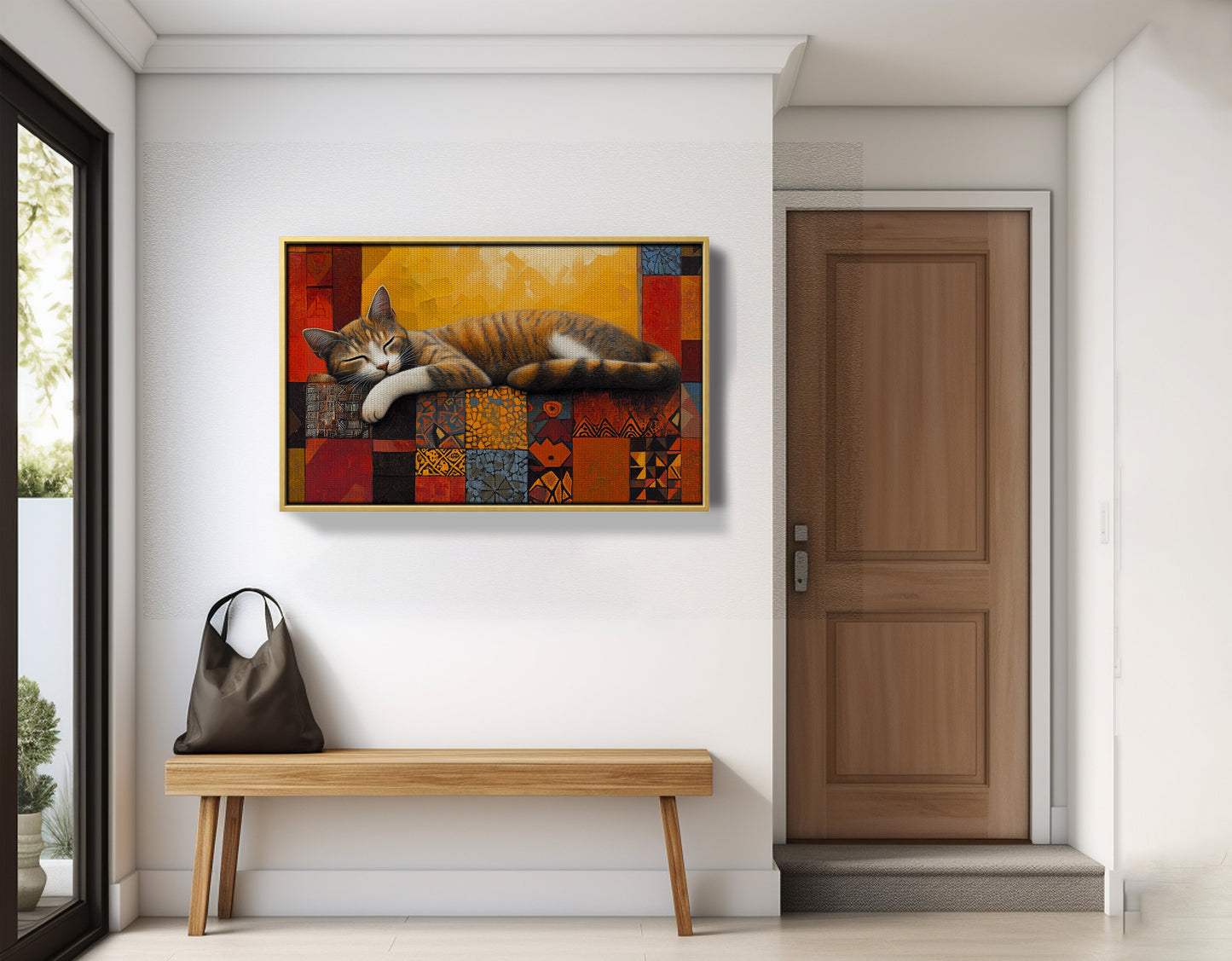 Sleeping Cat Quilt African American canvas print view 41
