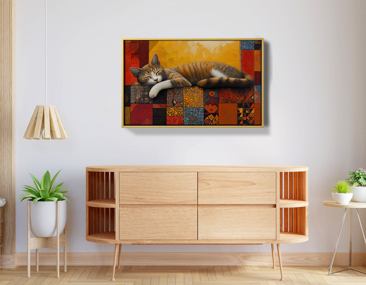 Sleeping Cat Quilt African American canvas print view 38