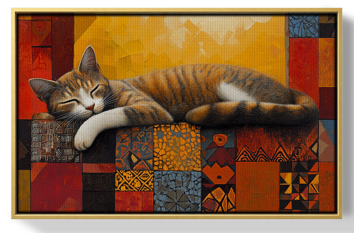 Sleeping Cat Quilt African American canvas print view 37