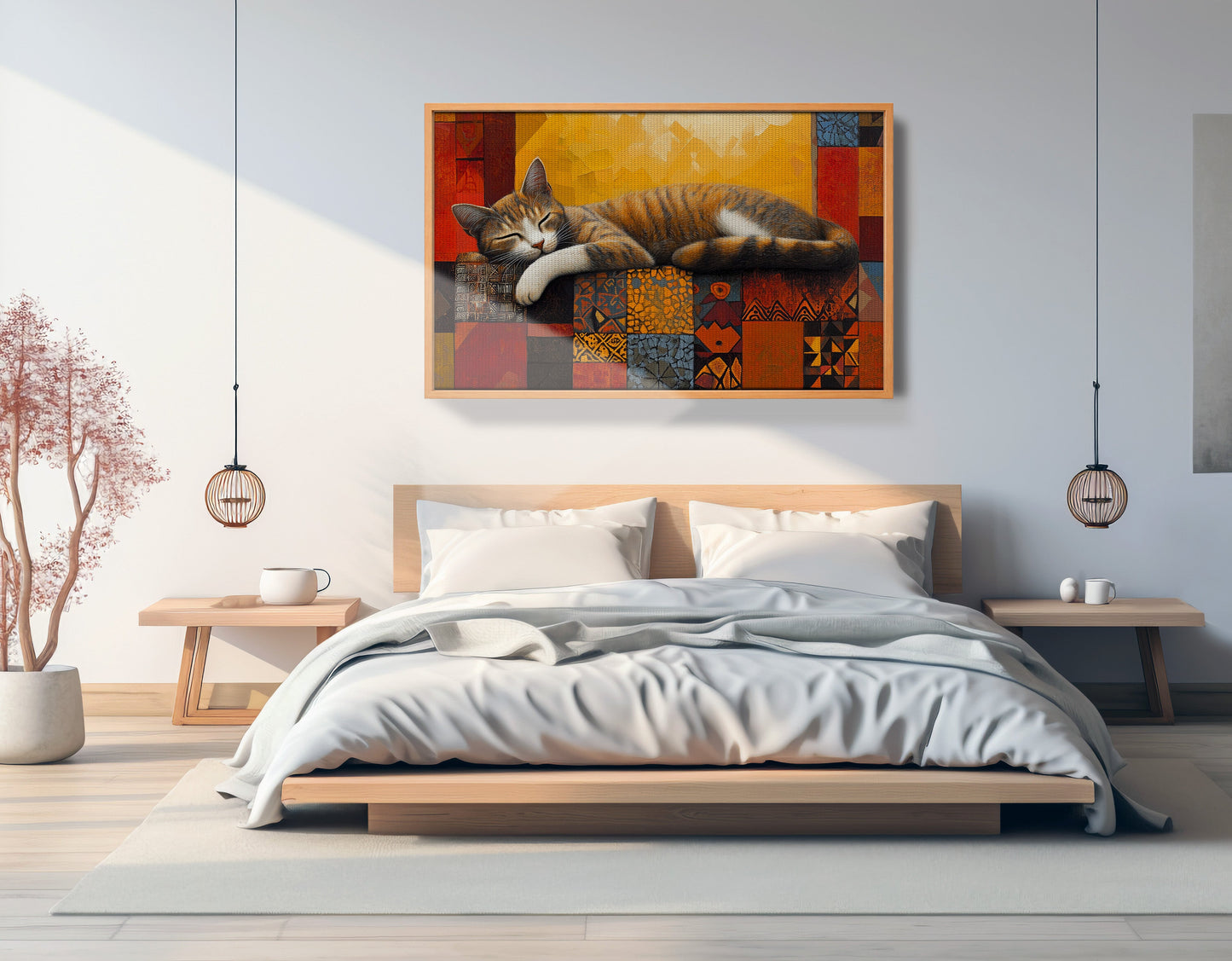 Sleeping Cat Quilt African American canvas print view 45
