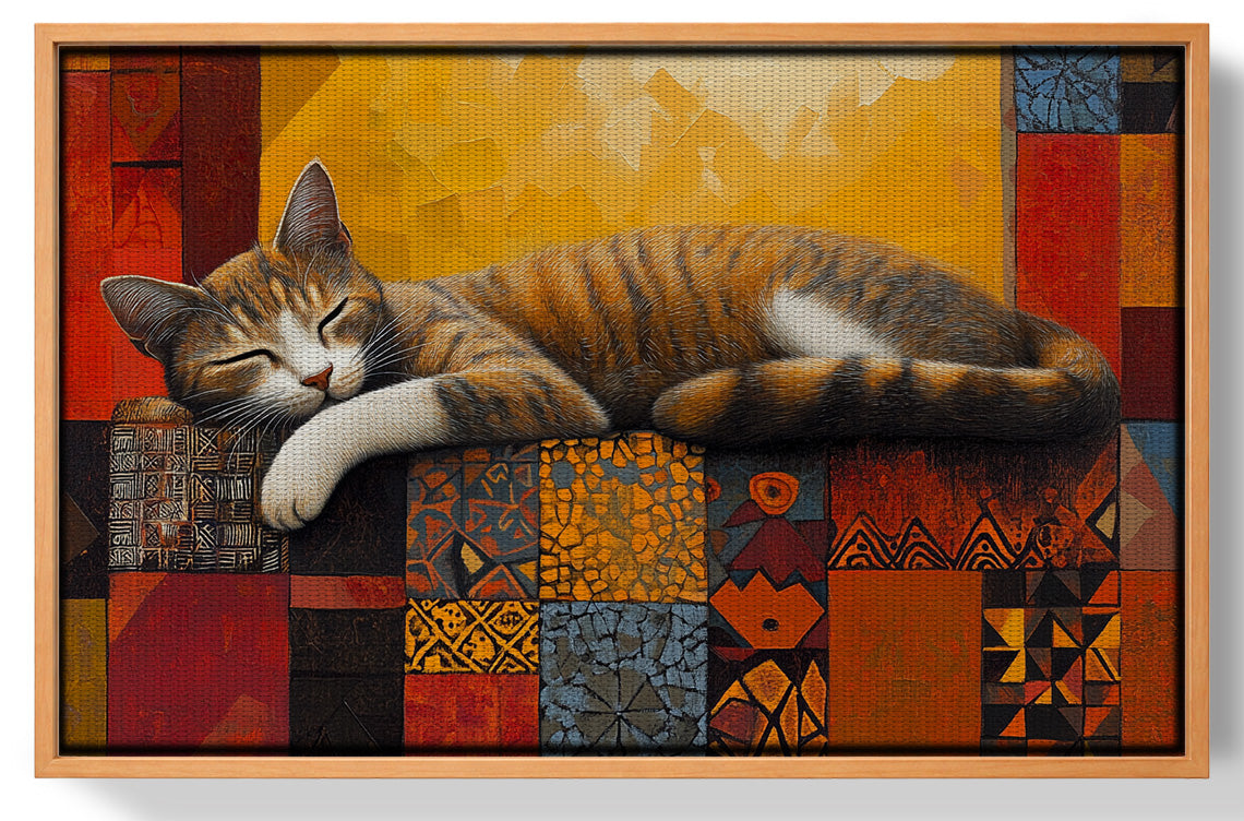 Sleeping Cat Quilt African American canvas print view 43
