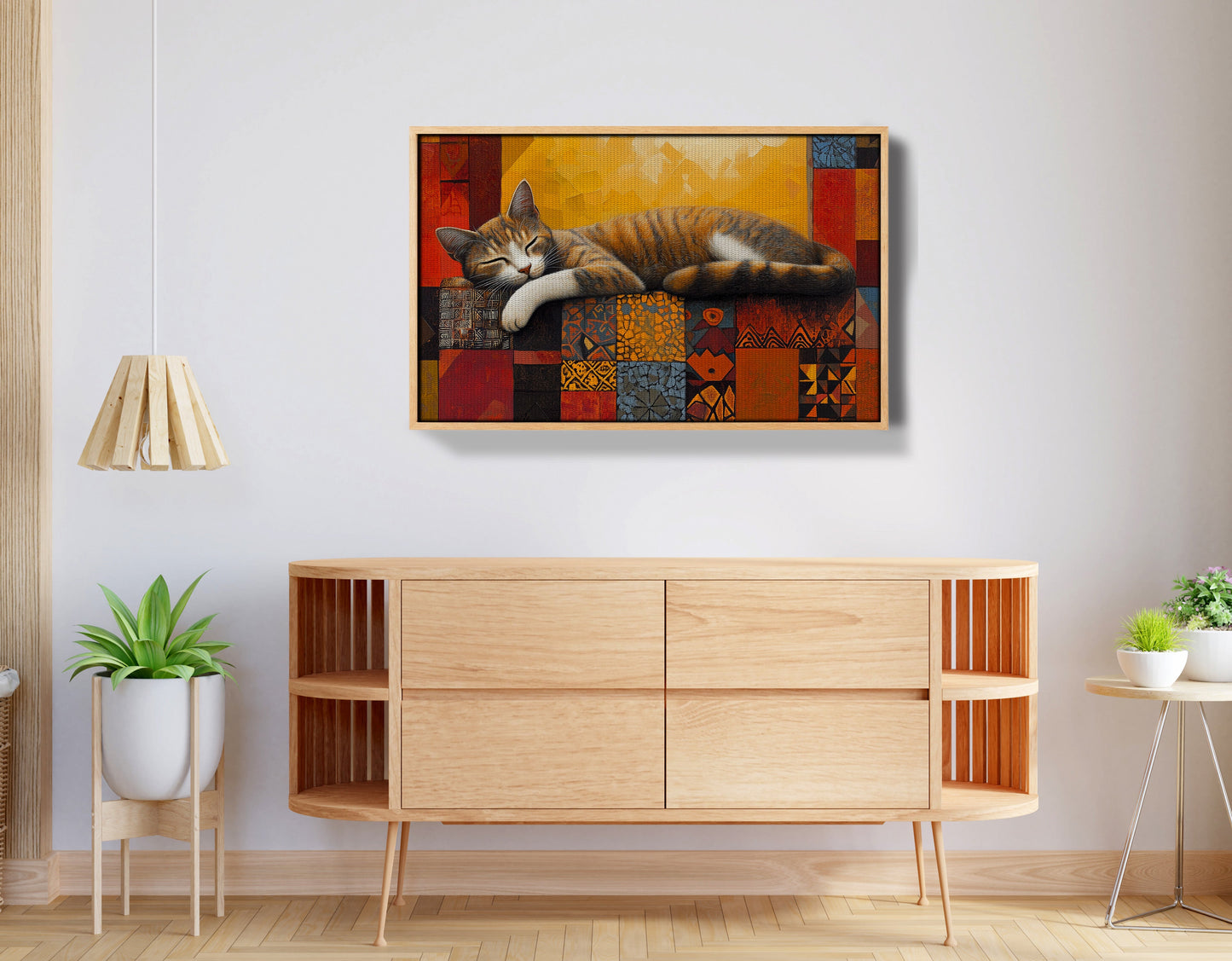 Sleeping Cat Quilt African American canvas print view 50
