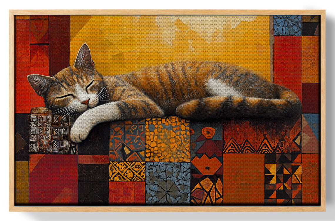 Sleeping Cat Quilt African American canvas print view 49