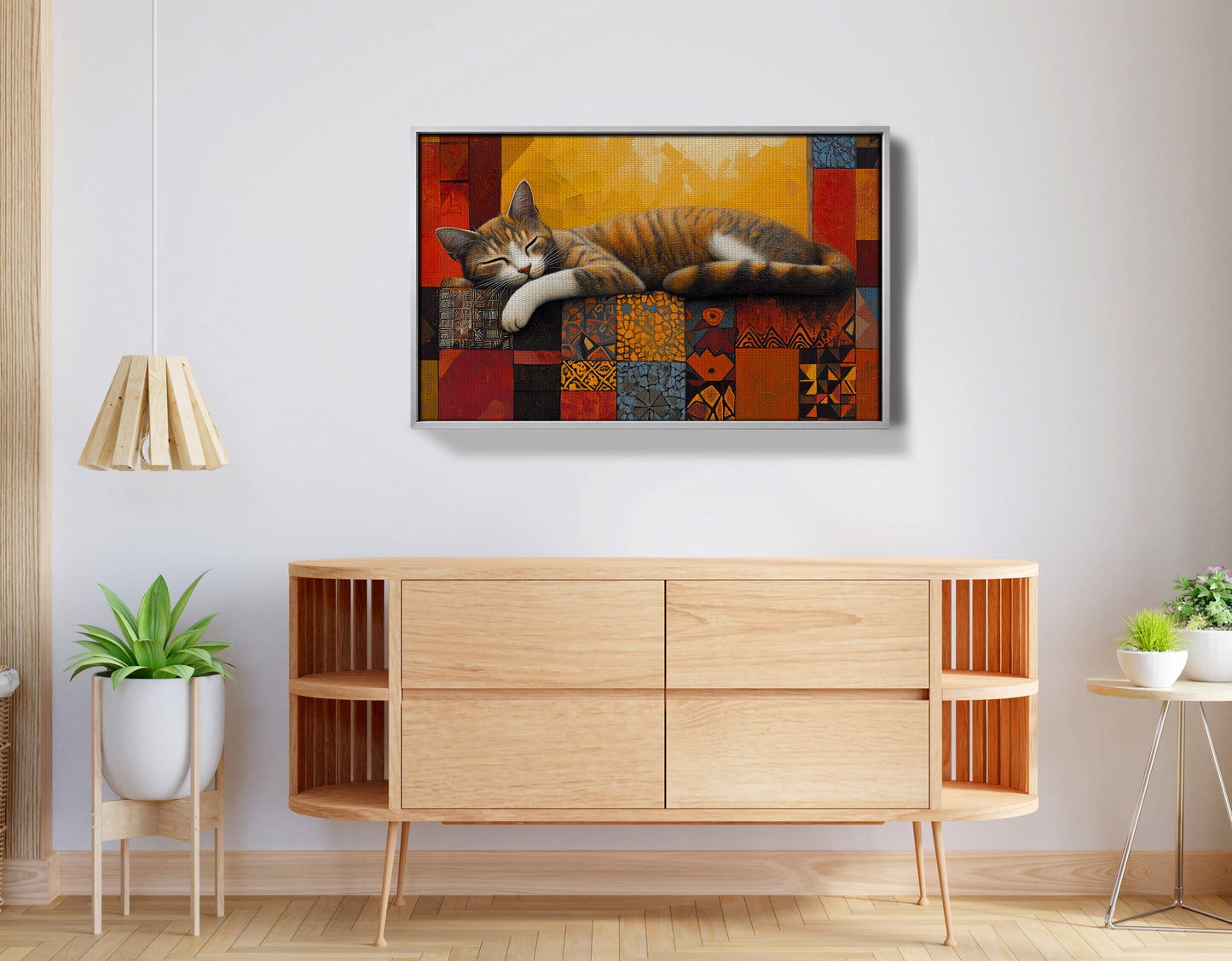 Sleeping Cat Quilt African American canvas print view 56