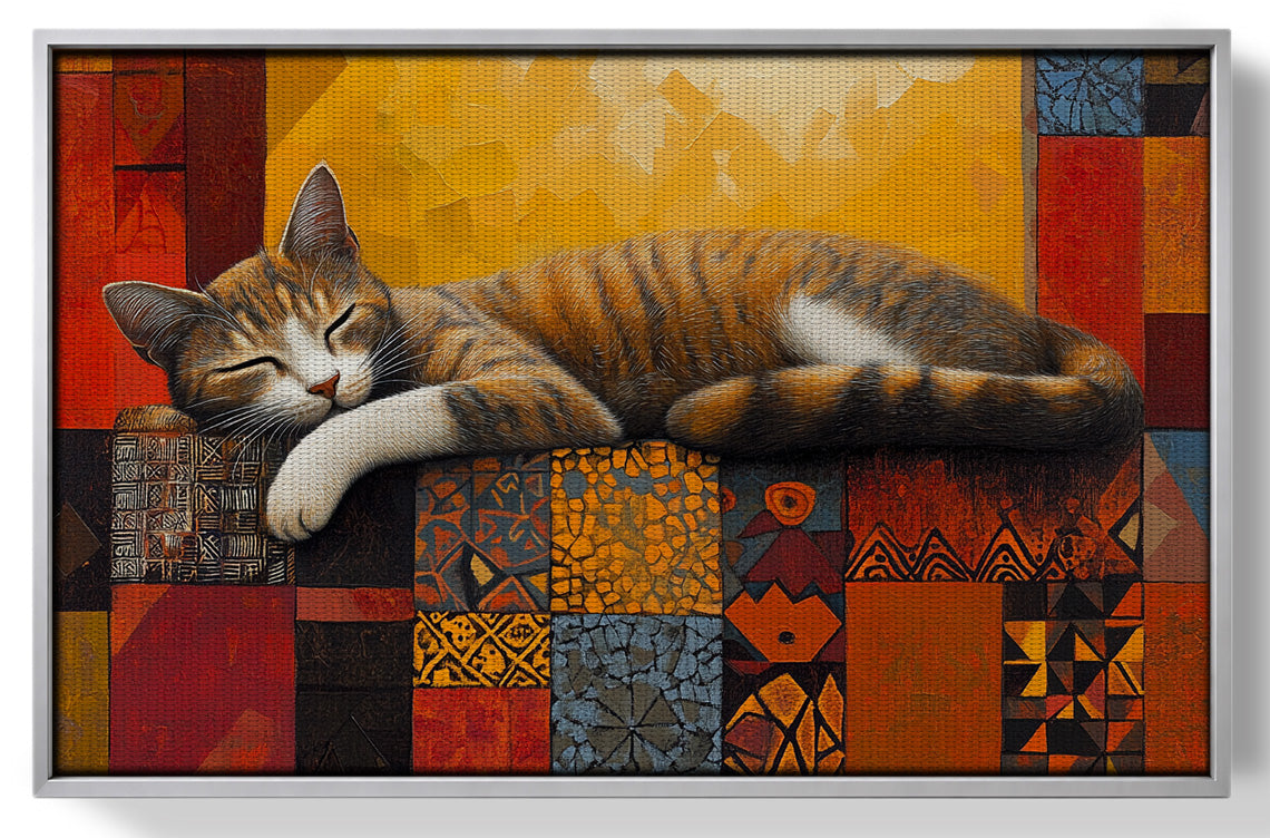 Sleeping Cat Quilt African American canvas print view 55