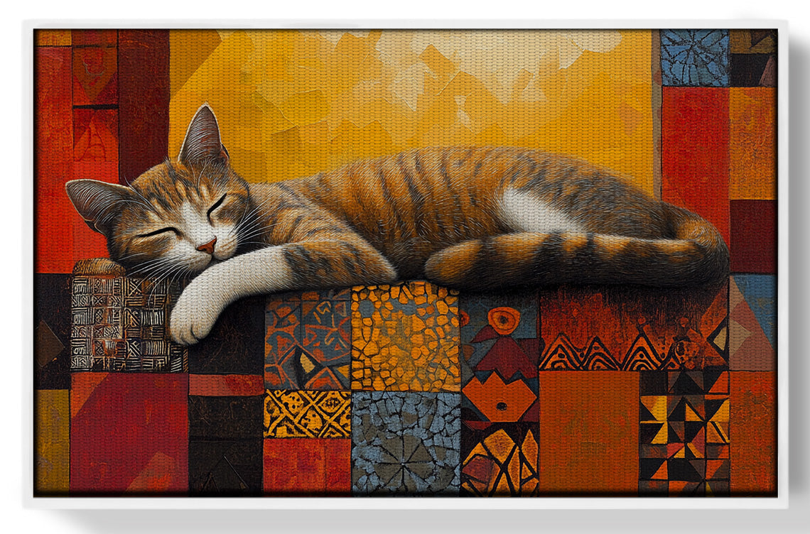 Sleeping Cat Quilt African American canvas print view 61