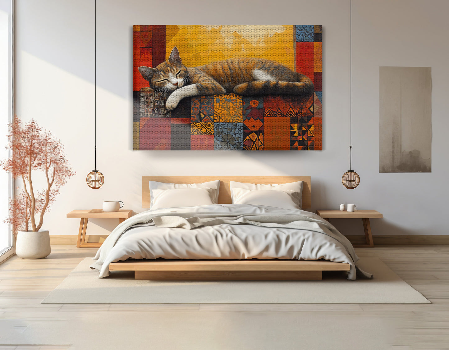 Sleeping Cat Quilt African American canvas print view 15