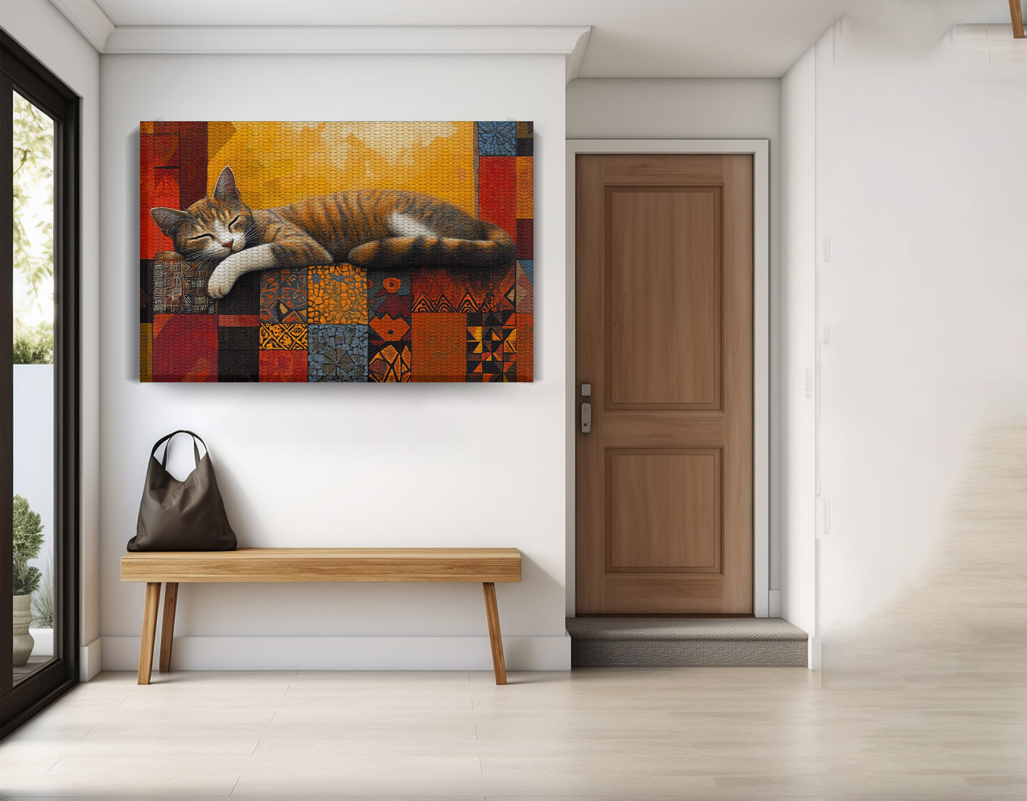 Sleeping Cat Quilt African American canvas print view 17