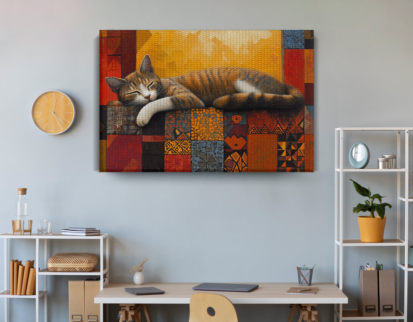 Sleeping Cat Quilt African American canvas print view 18
