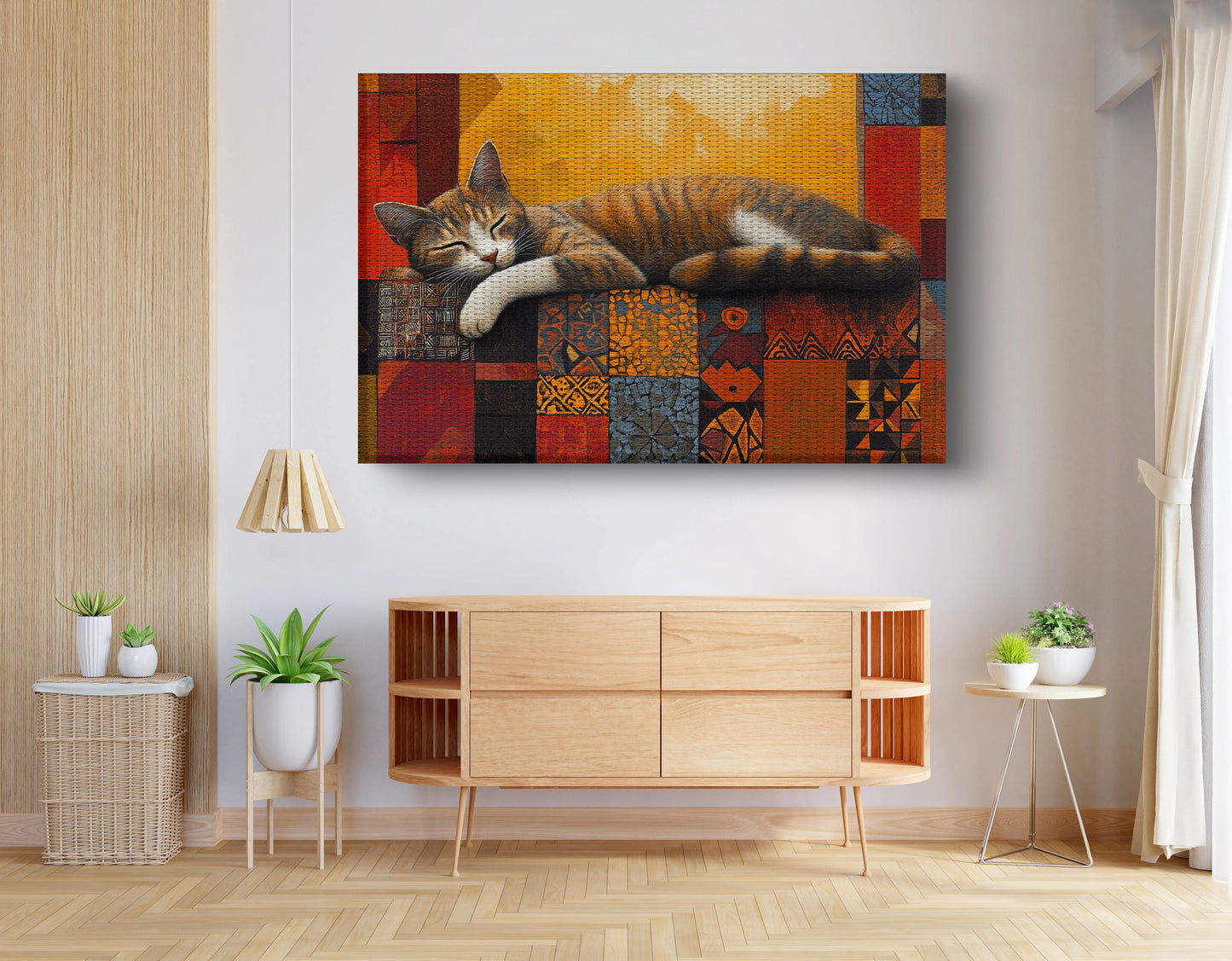 Sleeping Cat Quilt African American canvas print view 14
