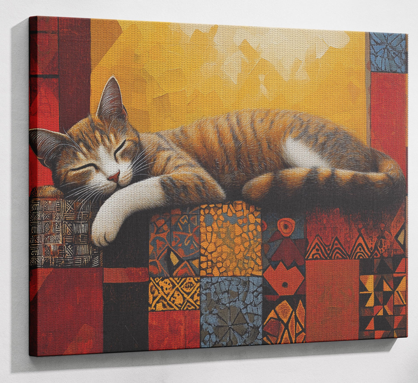 Sleeping Cat Quilt African American canvas print view 13