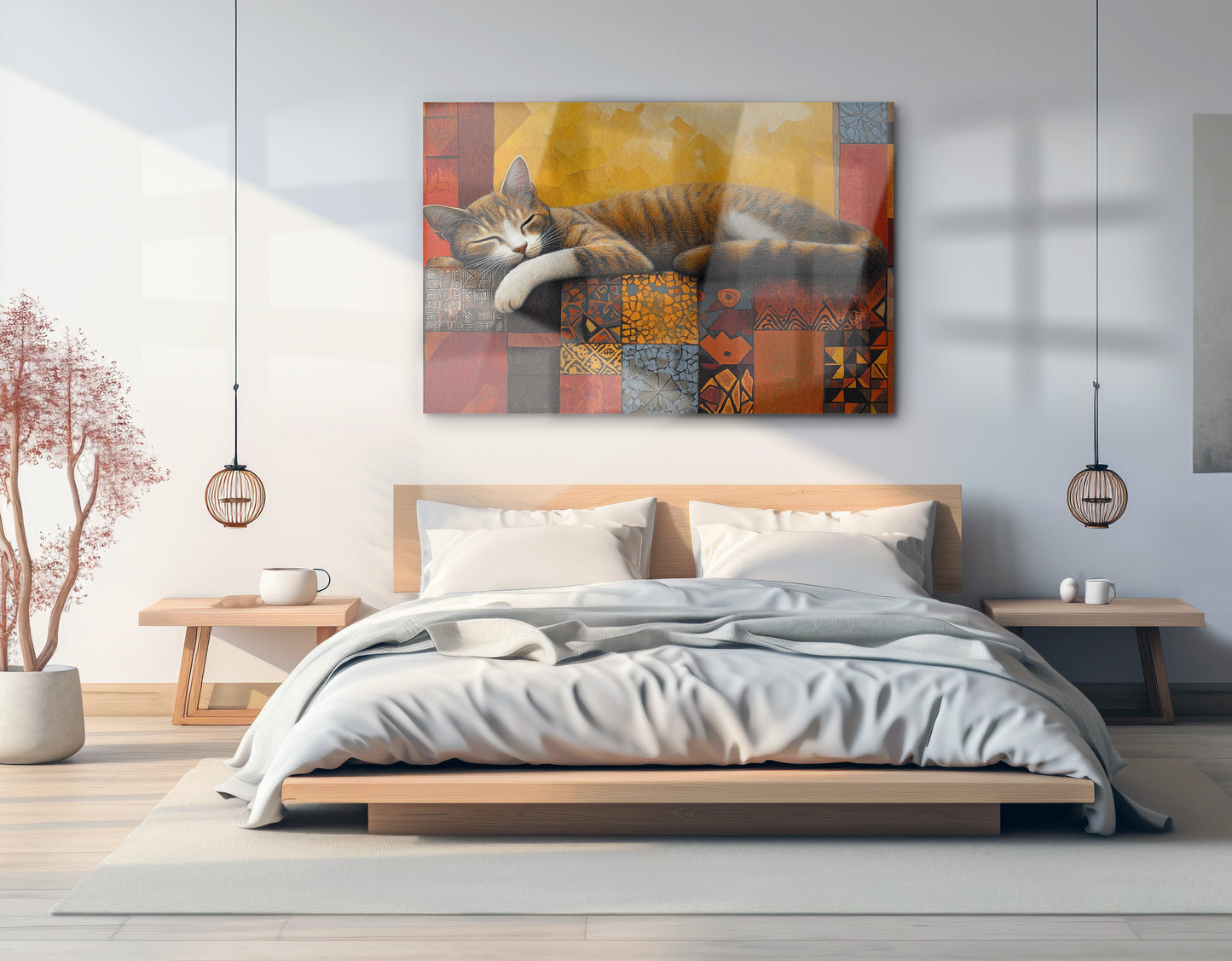 Sleeping Cat Quilt African American canvas print view 21