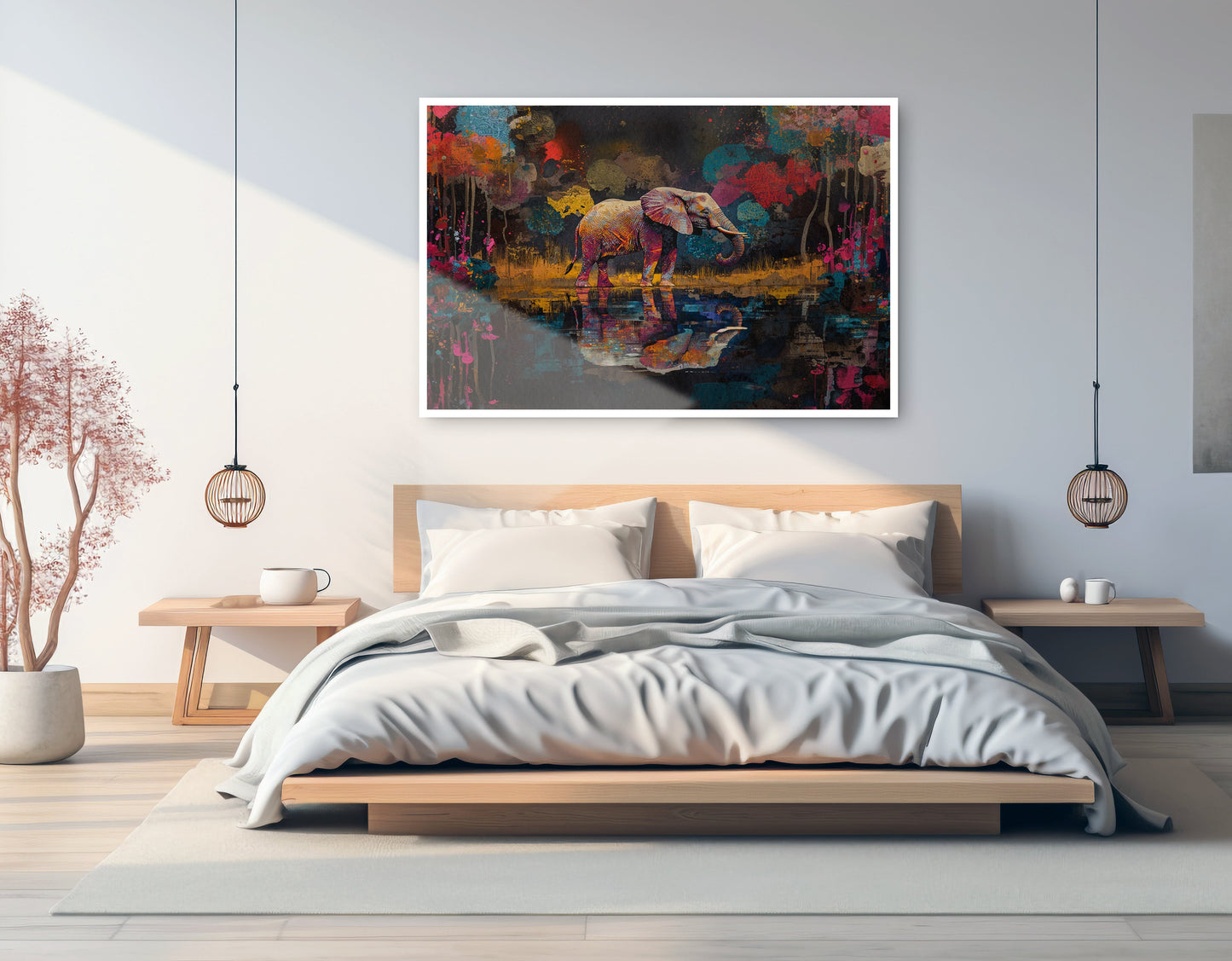 Elephant River Reflection African American canvas print artwork view