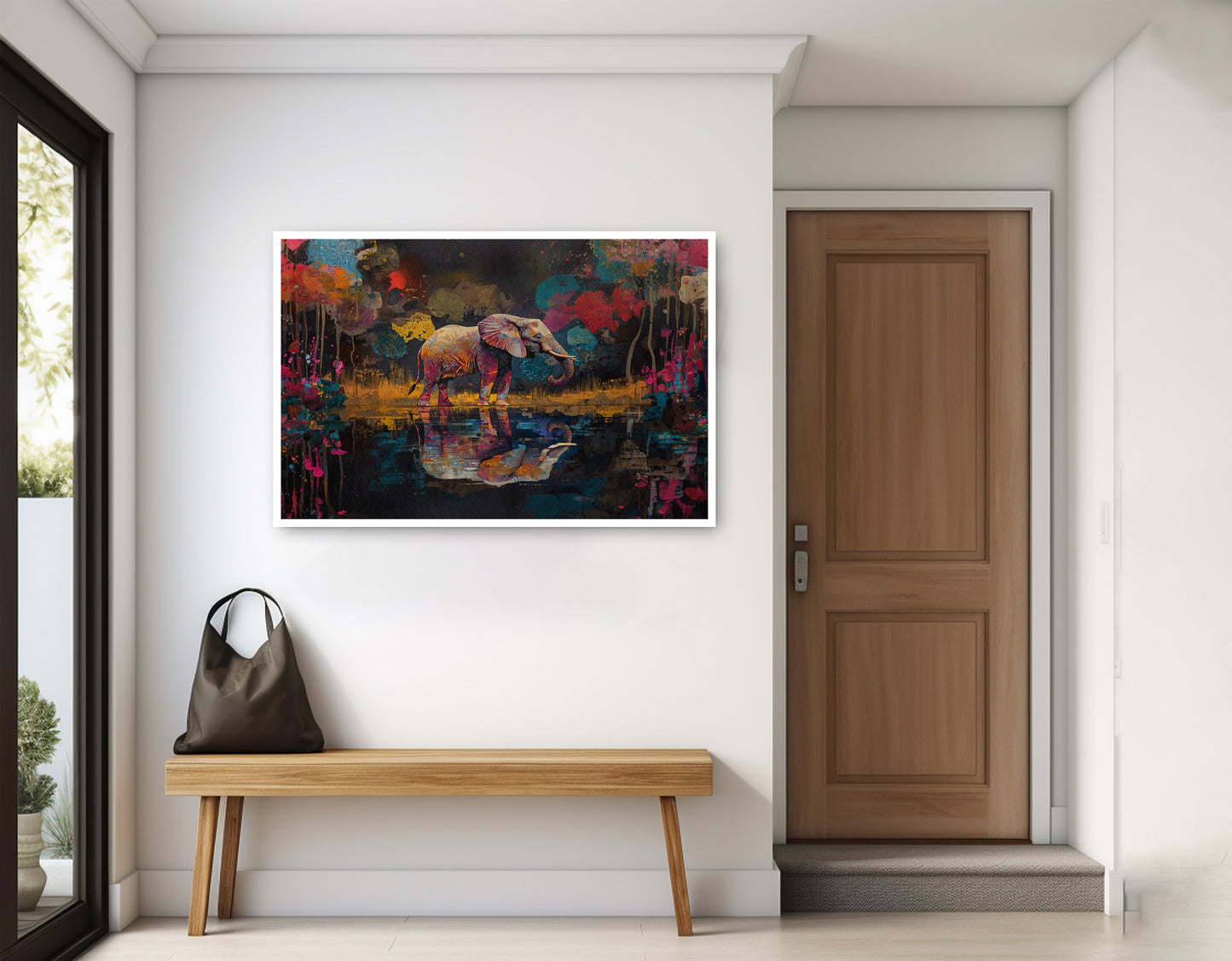 Elephant River Reflection African American canvas print home decor view