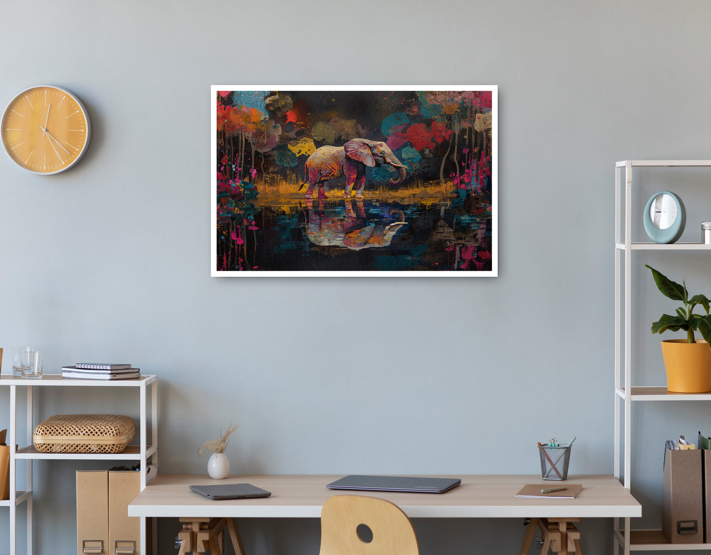 Elephant River Reflection African American canvas print print view