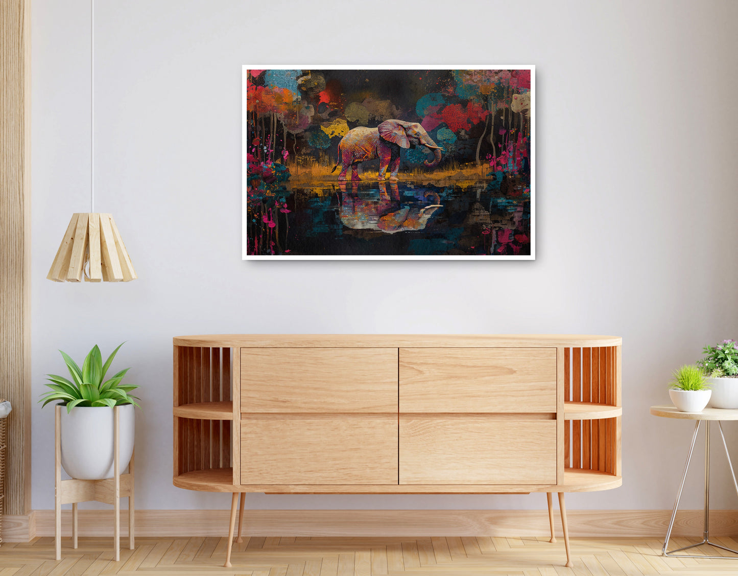 Alternate view of Elephant River Reflection African American canvas print