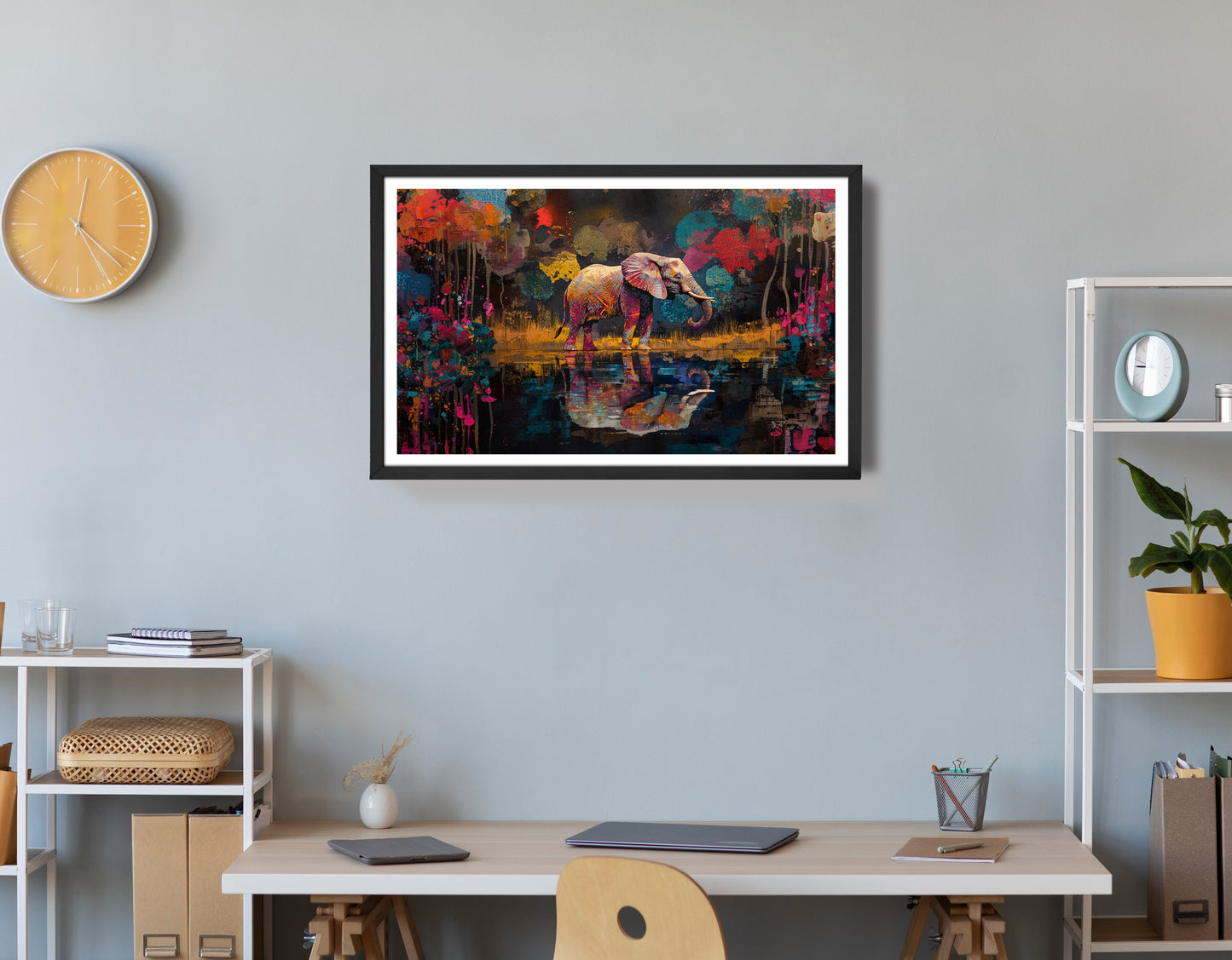 Elephant River Reflection African American canvas print view 72