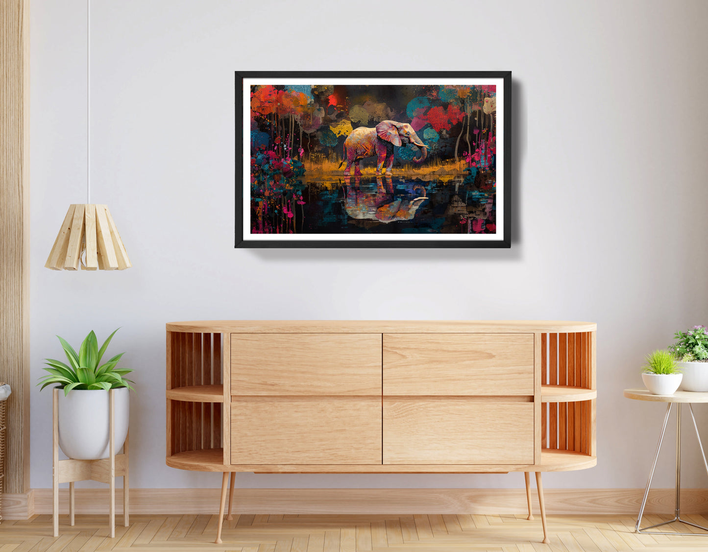 Elephant River Reflection African American canvas print view 68
