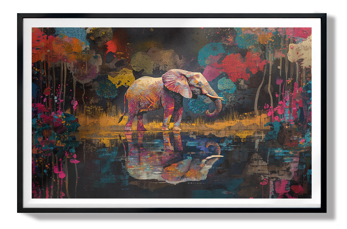 Elephant River Reflection African American canvas print view 67