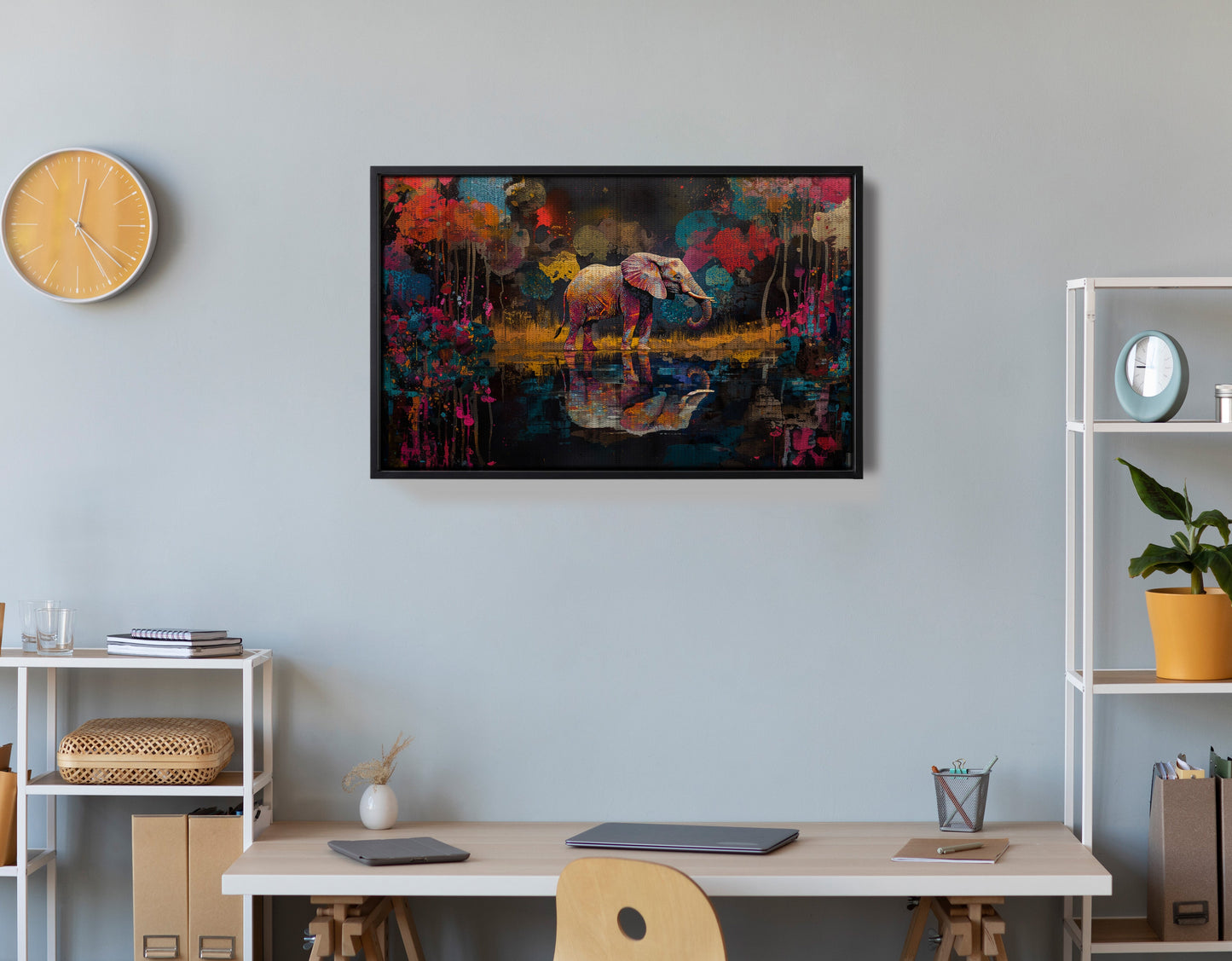 Elephant River Reflection African American canvas print view 30